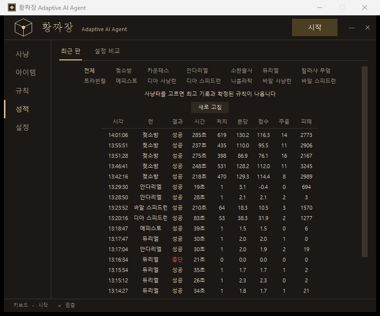 황짜장 Adaptive AI Agent 화면