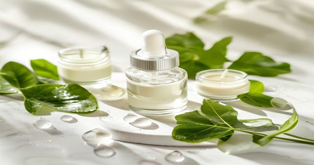 Best moisturizer for dry skin with squalane and centella asiatica ingredients displayed on a soft pastel flatlay