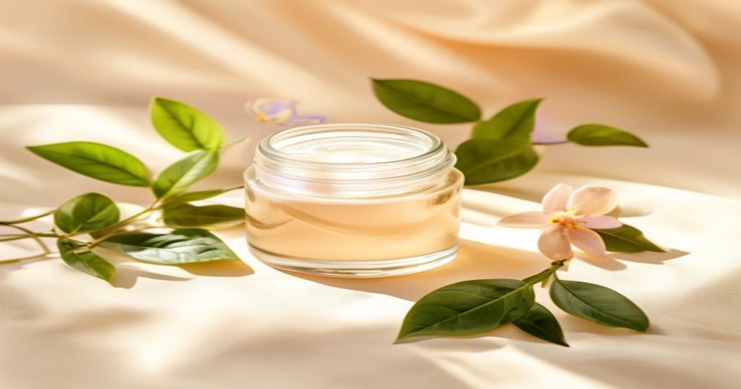 Best moisturizer for sensitive skin with panthenol and allantoin displayed in soft pastel beauty flatlay