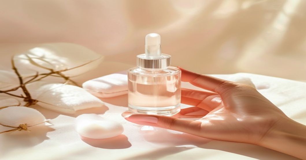 Best niacinamide serum for sensitive skin displayed in a soft pastel flatlay with skincare essentials