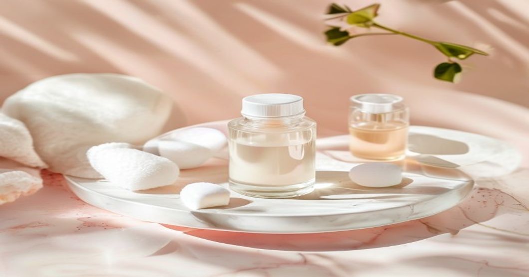 Best glycolic acid toner for uneven skin texture flatlay on pastel marble