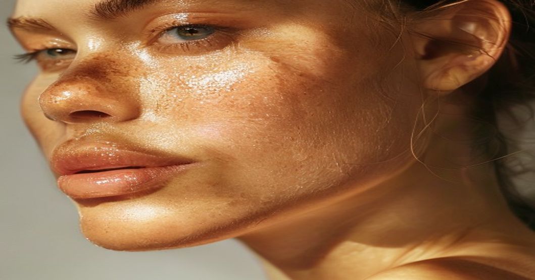 Dewy, balanced combination skin showing healthy moisture and glow from proper moisturizer application
