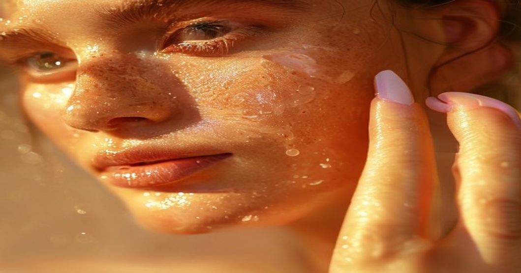 Application of lightweight squalane-rich moisturizer on healthy dewy skin