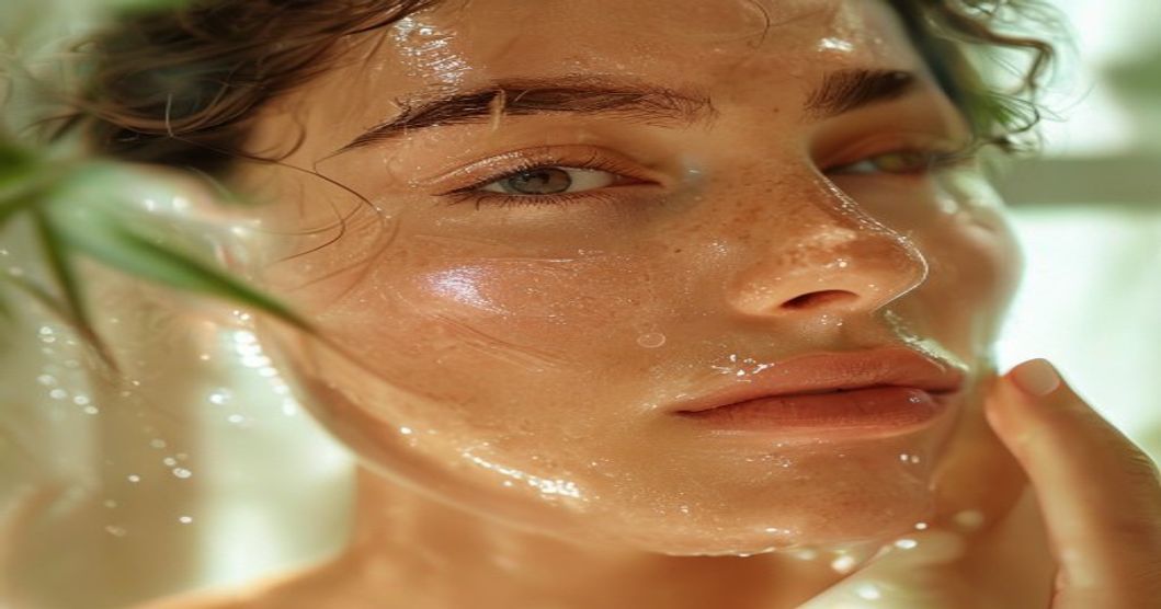 Applying hydrating serum to calm, sensitive reactive skin