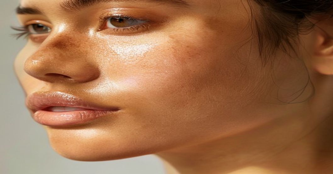 Dewy, calm eczema-prone skin after using a ceramide and oatmeal moisturizer