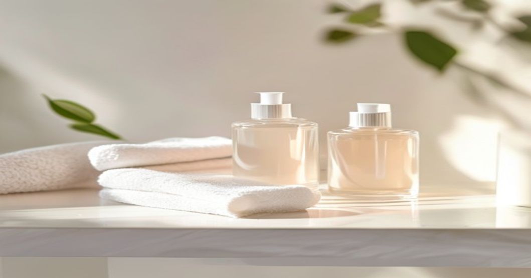 Glycolic acid toner bottles on bathroom shelf for skincare routine comparison